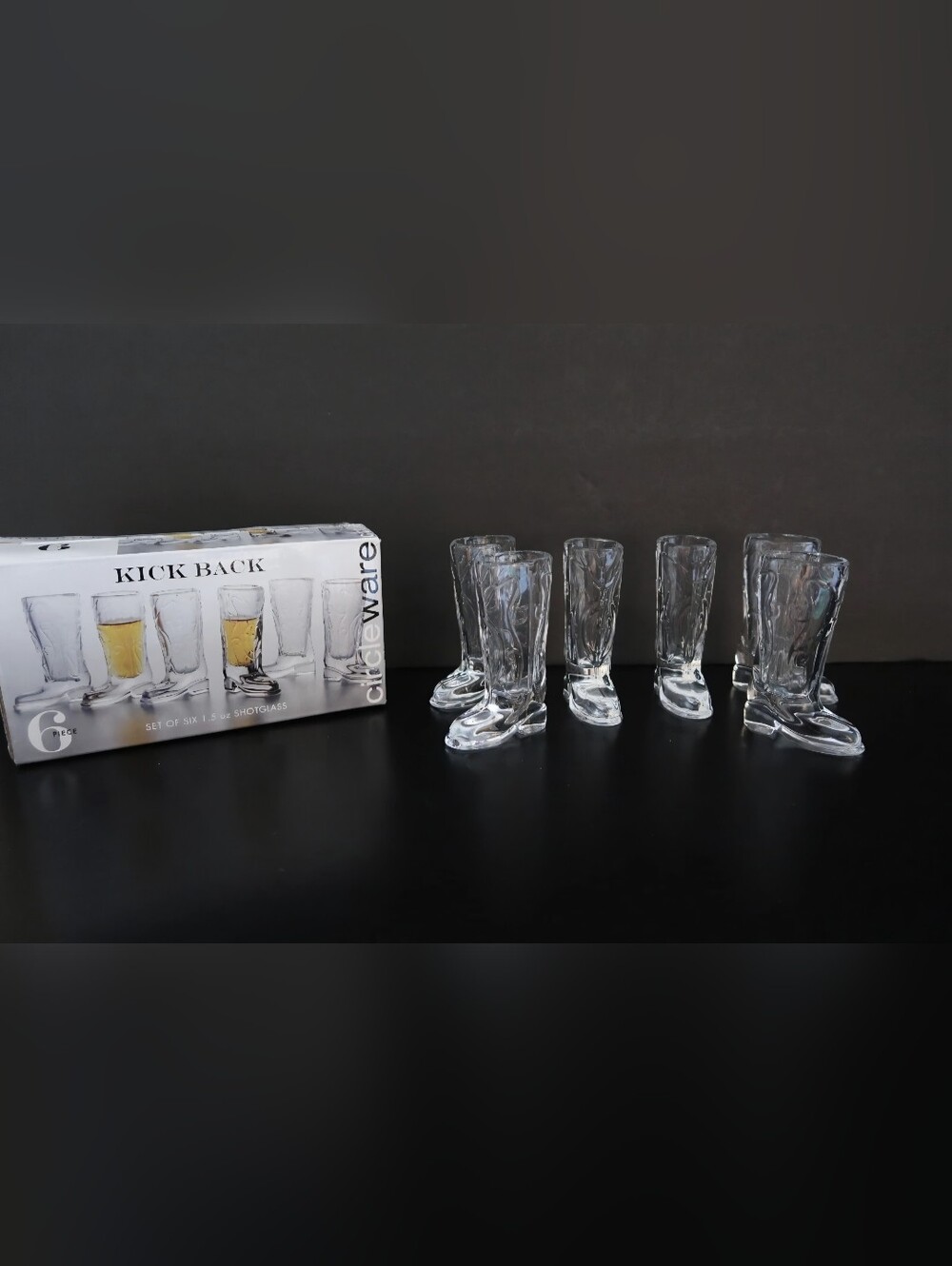 Kick Back Clear Glass Boot Shot Glasses - Set of 6